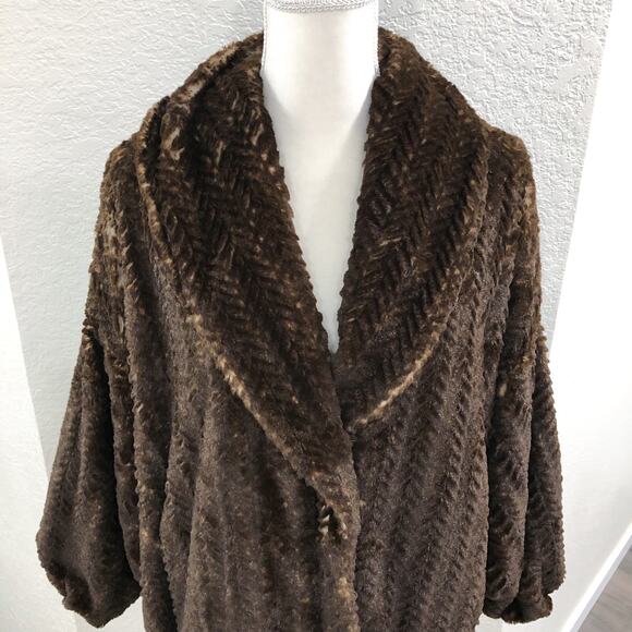 Revolve Adrienne Landau Brown Faux Fur Shawl Collar Coat - Picture 3 of 12